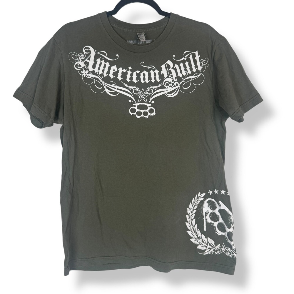American Built Graphic T Shirt Mens Size Large Spellout Streetwear Hip Hop Retro